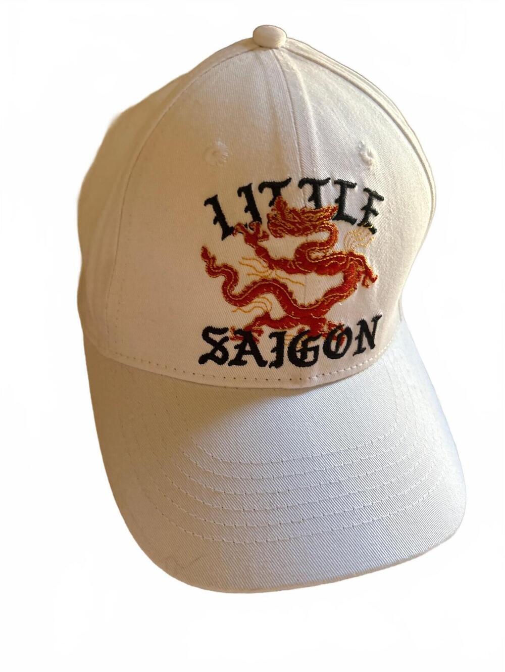 Fall and Rise White Cotton Baseball Cap with Dragon Embro